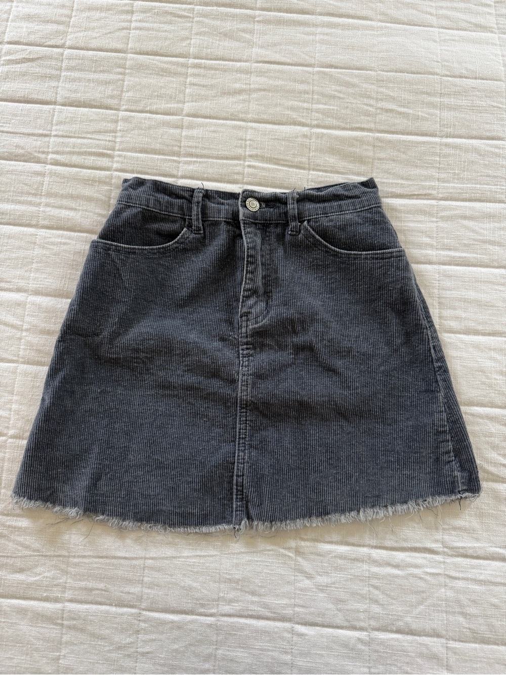 Brandy Melville Charcoal Black Corduroy Mini Skirt